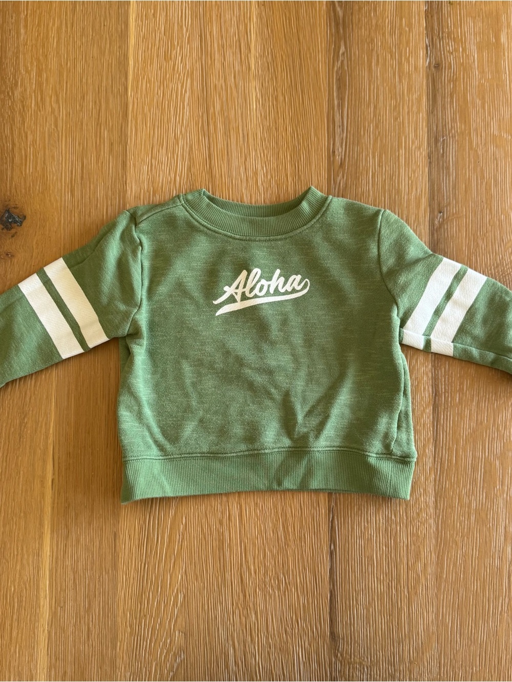 Janie and Jack Green 'Aloha' Sweatshirt with White Stripes